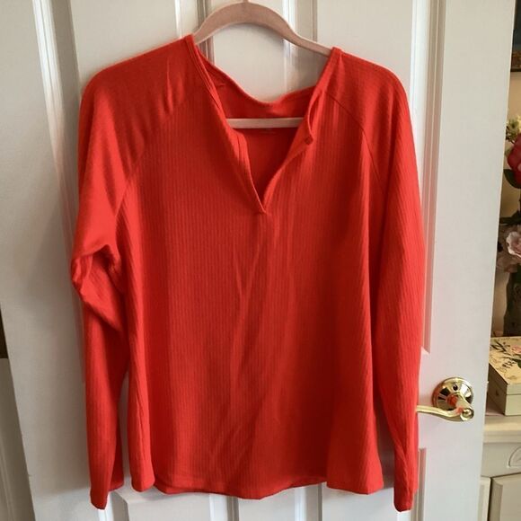 NWT. Jenni Brand Women’s Long Sleeved Ribbed Jersey Knit PJ Top. Sizes. S,  XXL - Picture 1 of 11